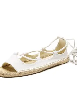 Soludos Biarritz Lace Up Espadrille -Sandals Sales 1000197 whitealt1