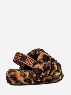 UGG Women's Panther Print Fluff Yeah Slide -Sandals Sales 1120903xBUTTERSCOTCHxAlt3 40763428