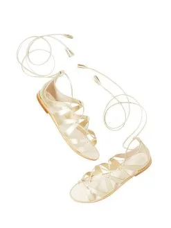 Lilly Pulitzer Women's Fit To Be Tied Gladiator Sandal -Sandals Sales 24762 962goldmetallicalt2