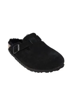 Birkenstock Women's Boston Shearling Clogs -Sandals Sales 259883 blackblacksuedealt2