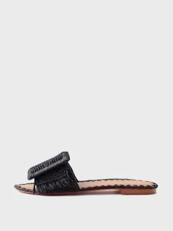 Carrie Forbes Kia Natural Raffia Buckle Slide Sandals -Sandals Sales KIAxBLACKxAlt2 41208001