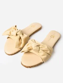 Yosi Samra Women's Mila Bow Slide -Sandals Sales MILA xBEIGExAlt2 98237862