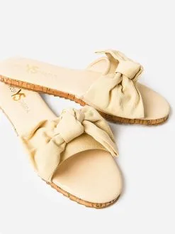 Yosi Samra Women's Mila Bow Slide -Sandals Sales MILA xBEIGExAlt3 98237864