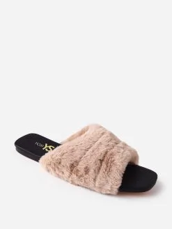 Yosi Samra Women's Nora Faux Fur Slide -Sandals Sales NORAxBEIGExAlt1 52340090