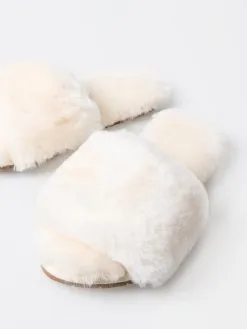 Pissenlit Women's Sheepskin Fuzzy Slipper -Sandals Sales PLTSFSxBEIGExAlt1 81088551