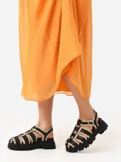 Loeffler Randall Women's Talia Platform Fisherman Sandal -Sandals Sales TALIA RLxBLACKLEATHERWNATURALSTRAWxAlt1 92269066