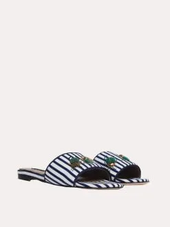 Whim Barkha Slides -Sandals Sales wmss19 526 navystripealt2